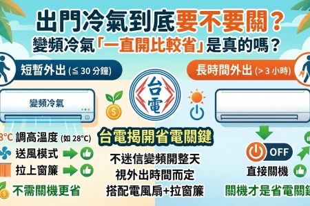 出門冷氣到底要不要關？變頻冷氣「一直開比較省」是真的嗎？台電揭開省電關