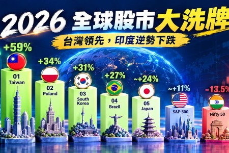 2026全球股市排行榜：台灣大漲59%，印度為何下跌？
