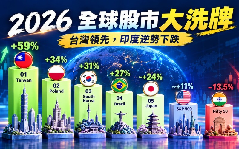 2026全球股市排行榜:台灣大漲59%,印度為何下跌?