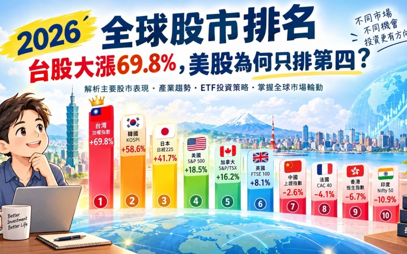 2026全球股市排名:台股大漲69.8%,美股為何只排第四?